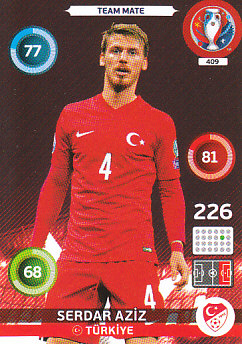 Serdar Aziz Turkey Panini UEFA EURO 2016 #409